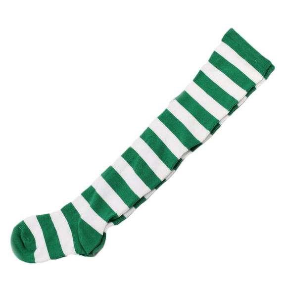 Women Striped Socks Green and White Thigh High New Over the Knee Warm Socks - Picture 3 of 4